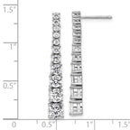 Cheryl M Sterling Silver Rhodium-plated Polished Graduated CZ Post Dangle Earrings