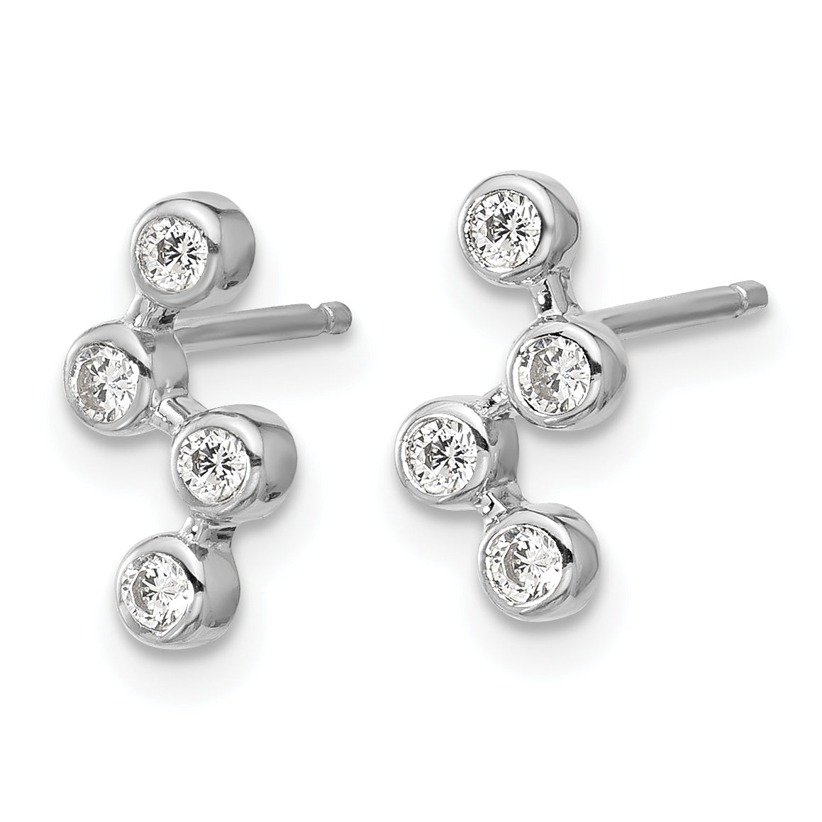 Cheryl M Sterling Silver Rhodium-plated Polished Multi Bezel Set CZ Post Earrings Secondary image