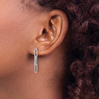 Cheryl M Sterling Silver Rhodium-plated Polished CZ Paperclip Link Post Dangle Earrings