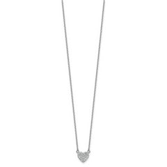 Cheryl M Sterling Silver Rhodium-plated Polished Pave CZ Heart Necklace