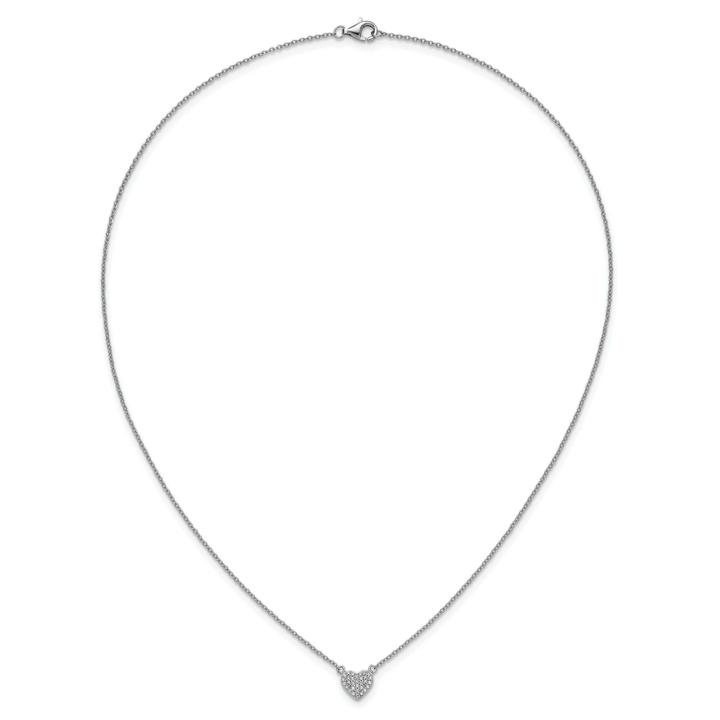 Cheryl M Sterling Silver Rhodium-plated Polished Pave CZ Heart Necklace
