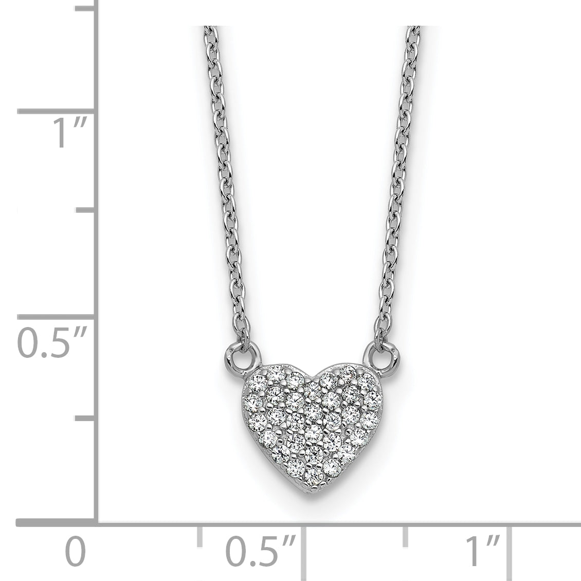 Cheryl M Sterling Silver Rhodium-plated Polished Pave CZ Heart Necklace
