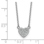 Cheryl M Sterling Silver Rhodium-plated Polished Pave CZ Heart Necklace