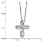 Cheryl M Sterling Silver Rhodium-plated Polished CZ Cross with 2 Inch Extension Necklace