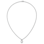 Cheryl M Sterling Silver Rhodium-plated Polished CZ Heart Lock Necklace