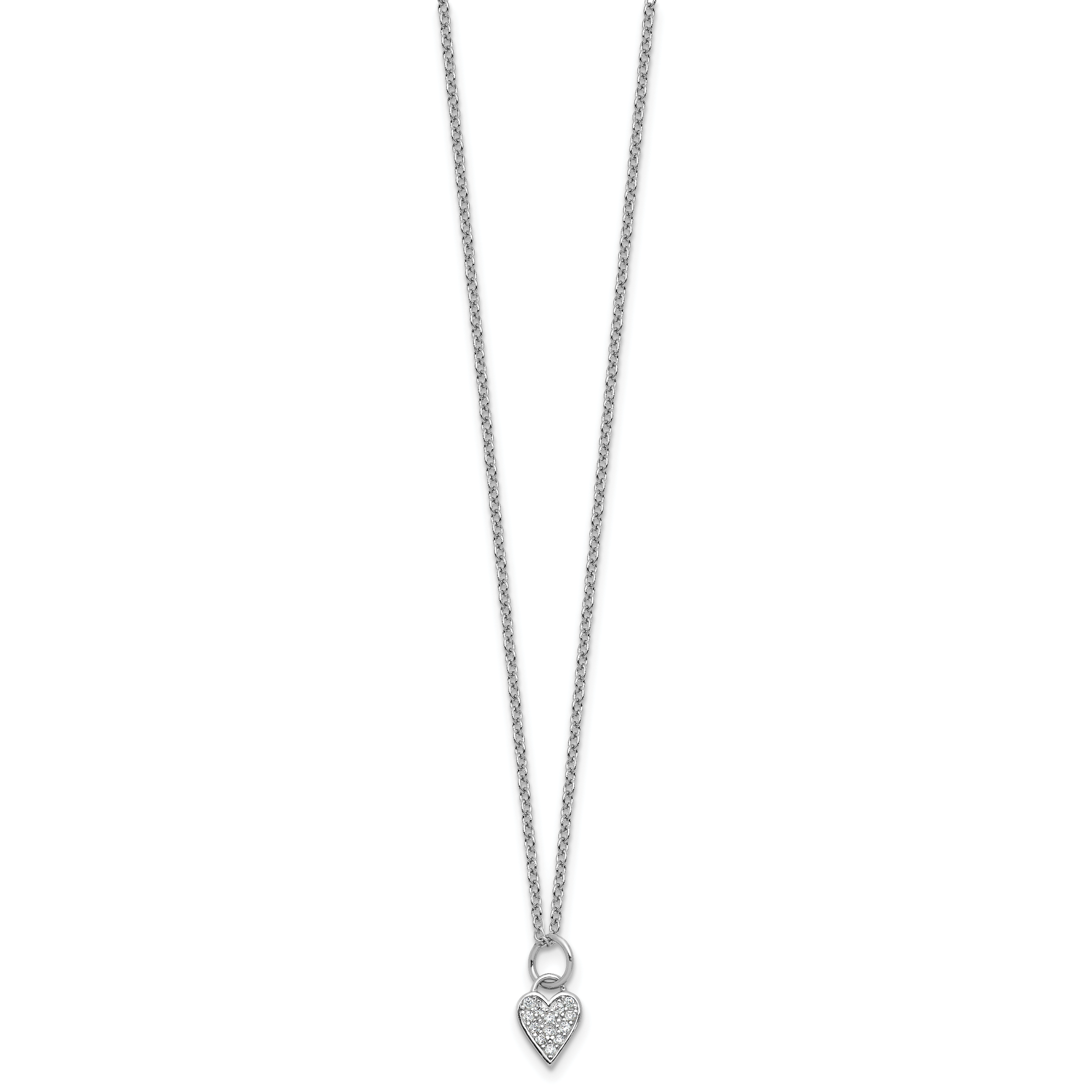 Cheryl M Sterling Silver Rhodium-plated Polished CZ Heart with 2 Inch Extension Necklace Secondary image