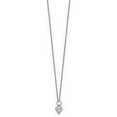 Cheryl M Sterling Silver Rhodium-plated Polished CZ Heart with 2 Inch Extension Necklace