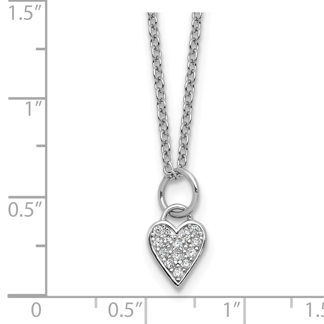 Cheryl M Sterling Silver Rhodium-plated Polished CZ Heart with 2 Inch Extension Necklace