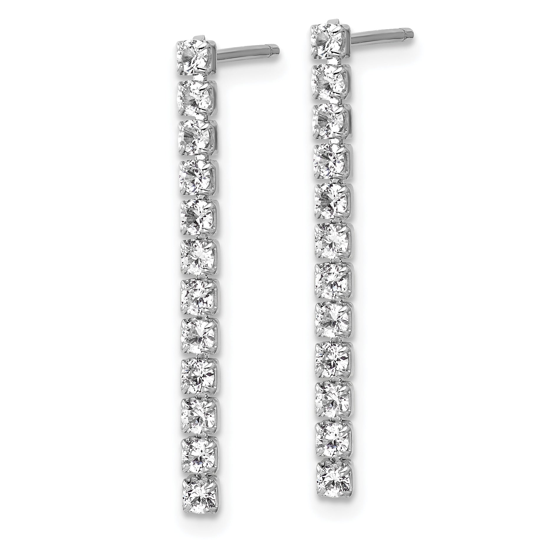 Cheryl M Sterling Silver Rhodium-plated Polished CZ Post Dangle Earrings