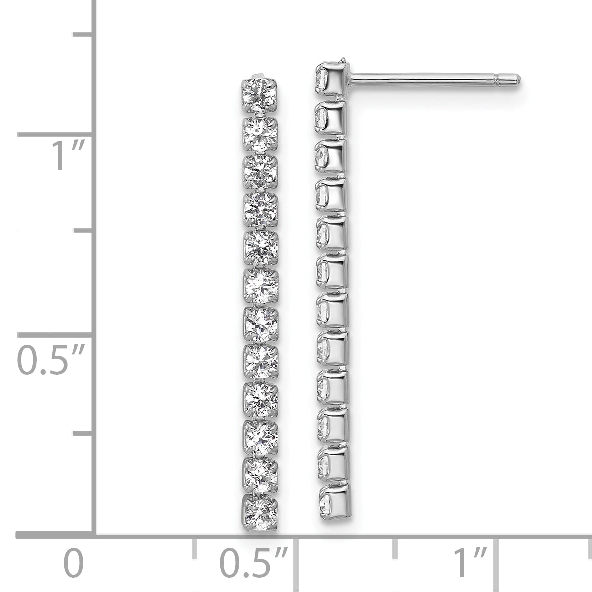 Cheryl M Sterling Silver Rhodium-plated Polished CZ Post Dangle Earrings