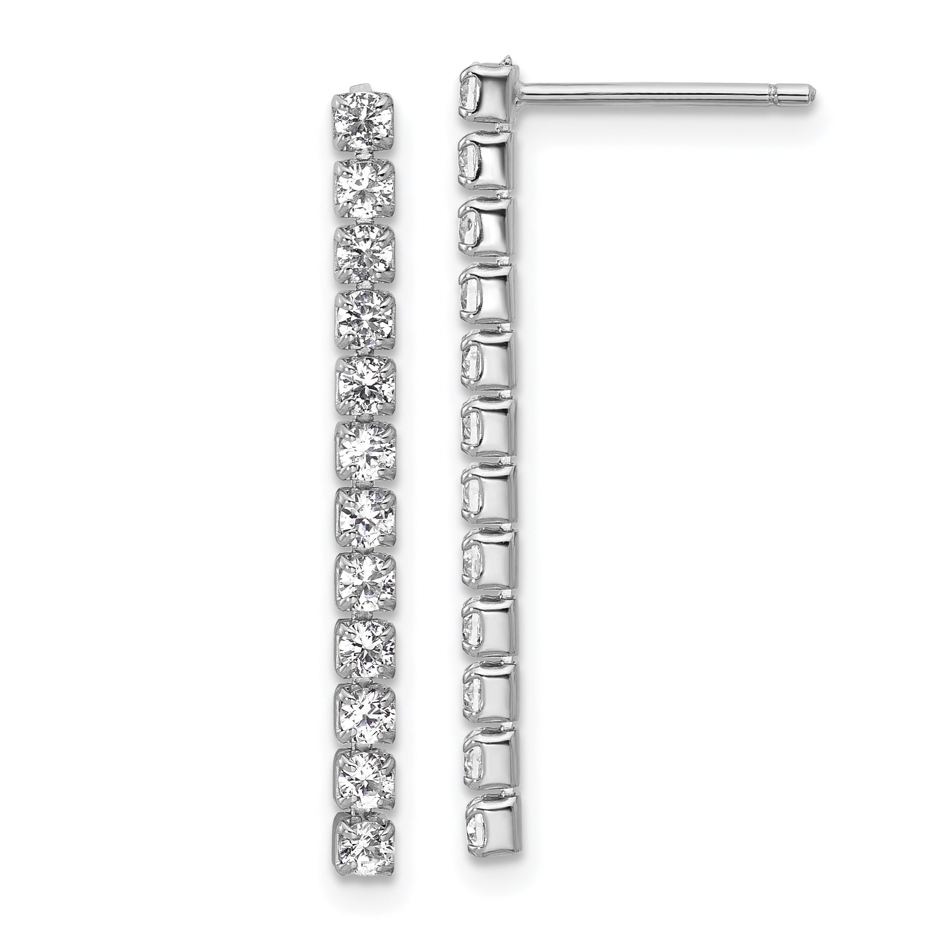 Cheryl M Sterling Silver Rhodium-plated Polished CZ Post Dangle Earrings Main image