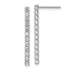 Cheryl M Sterling Silver Rhodium-plated Polished CZ Post Dangle Earrings