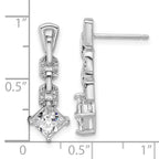 Cheryl M Sterling Silver Rhodium-plated Polished Fancy CZ Link Post Dangle Earrings