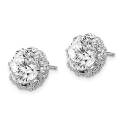 Cheryl M Sterling Silver Rhodium-plated Brilliant-cut CZ Round Post Earrings