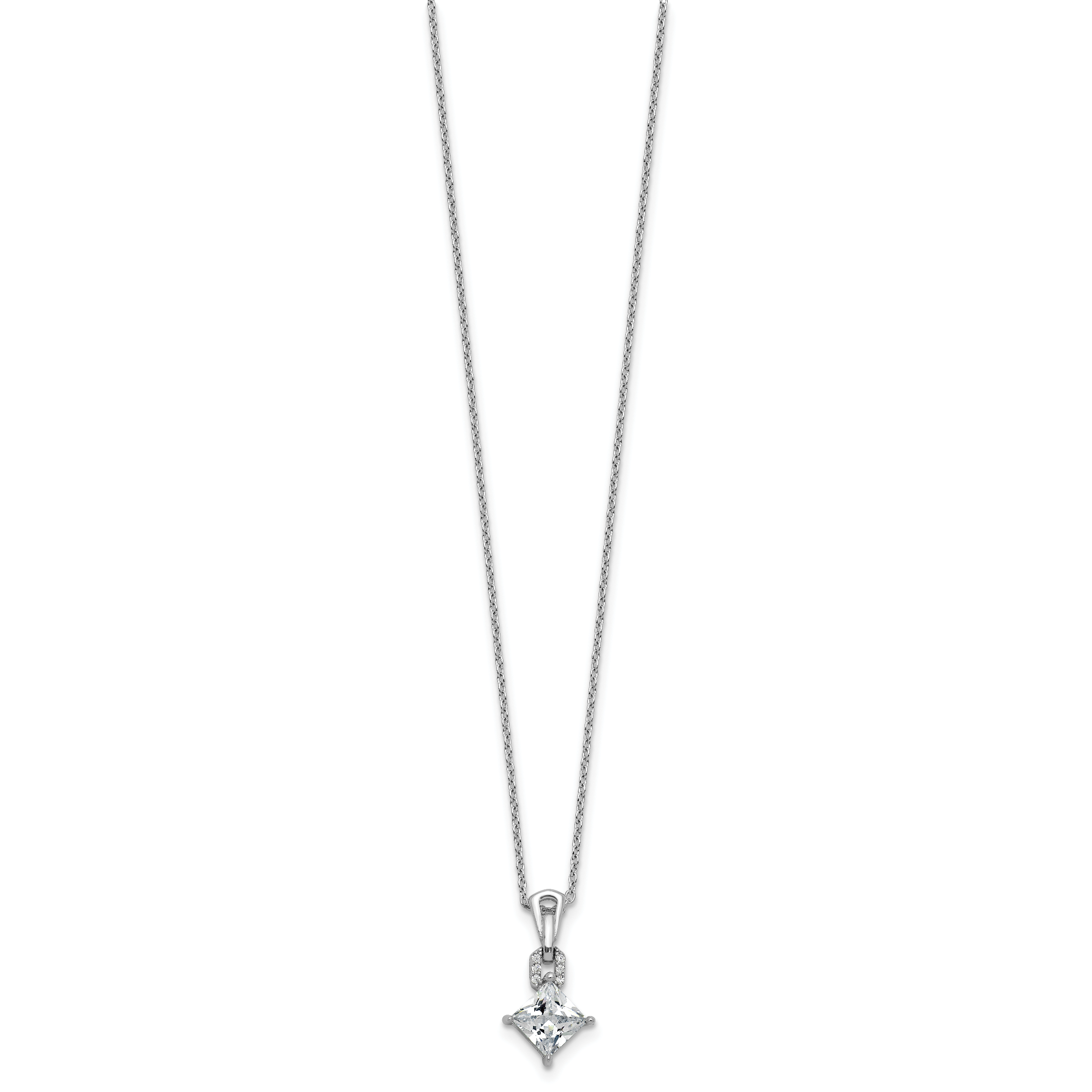 Cheryl M Sterling Silver Rhodium-plated Polished Fancy CZ Link with 2 Inch Extension Necklace Secondary image