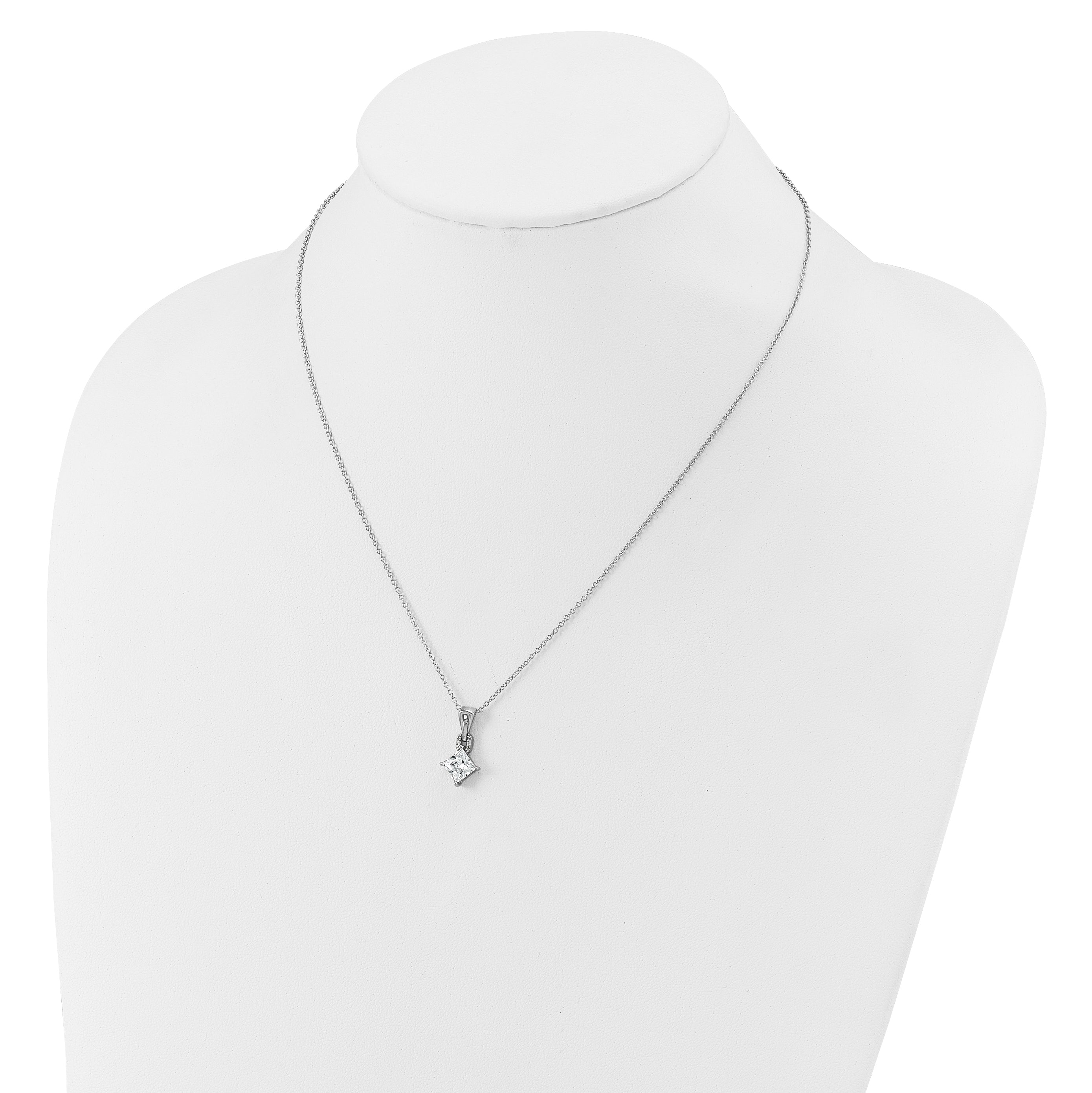 Cheryl M Sterling Silver Rhodium-plated Polished Fancy CZ Link with 2 Inch Extension Necklace