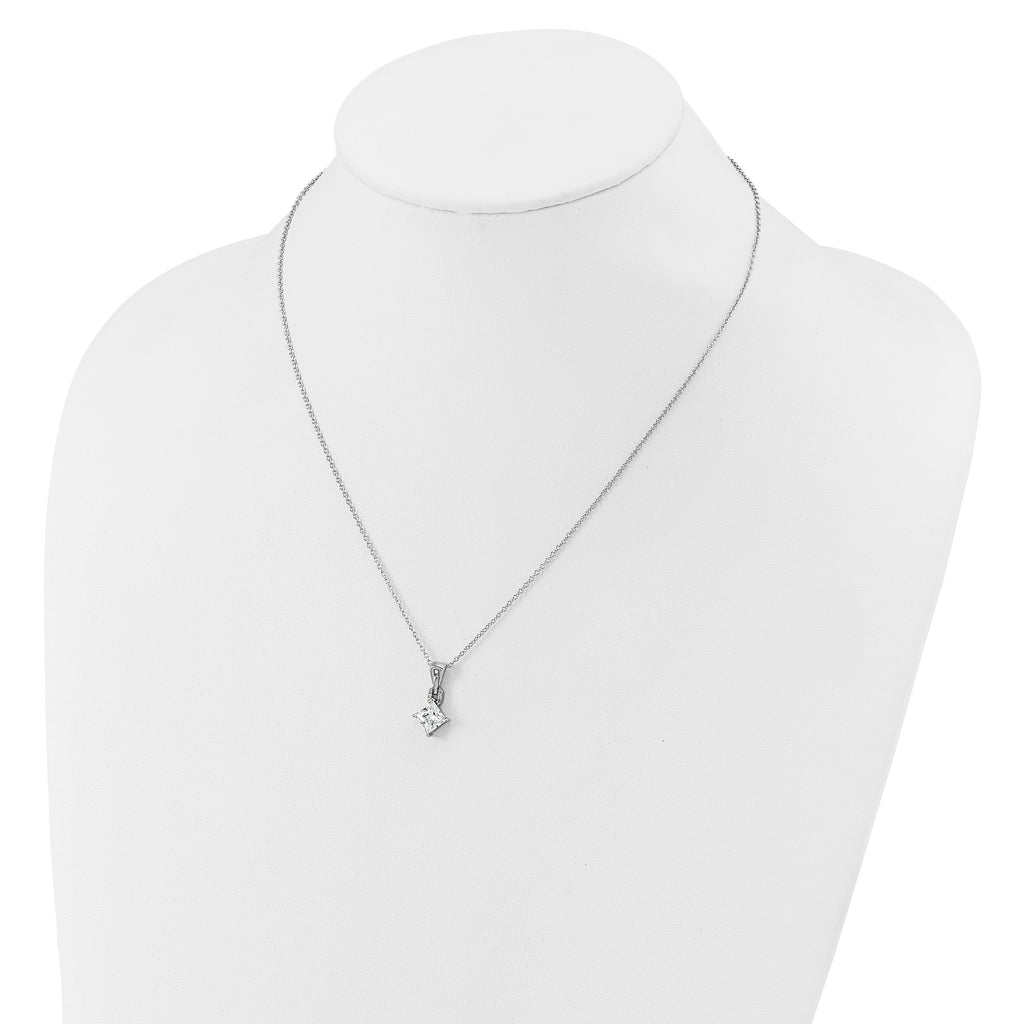 Cheryl M Sterling Silver Rhodium-plated Polished Fancy CZ Link with 2 Inch Extension Necklace