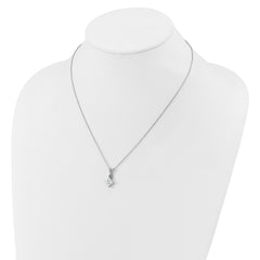 Cheryl M Sterling Silver Rhodium-plated Polished Fancy CZ Link with 2 Inch Extension Necklace
