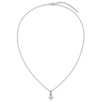 Cheryl M Sterling Silver Rhodium-plated Polished Fancy CZ Link with 2 Inch Extension Necklace