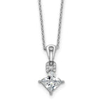 Cheryl M Sterling Silver Rhodium-plated Polished Fancy CZ Link with 2 Inch Extension Necklace
