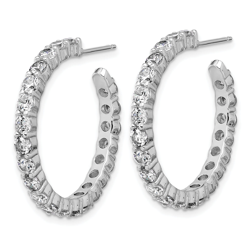 Cheryl M Sterling Silver Rhodium-plated Polished CZ Post C-Hoop Earrings