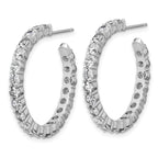 Cheryl M Sterling Silver Rhodium-plated Polished CZ Post C-Hoop Earrings