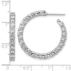 Cheryl M Sterling Silver Rhodium-plated Polished CZ Post C-Hoop Earrings