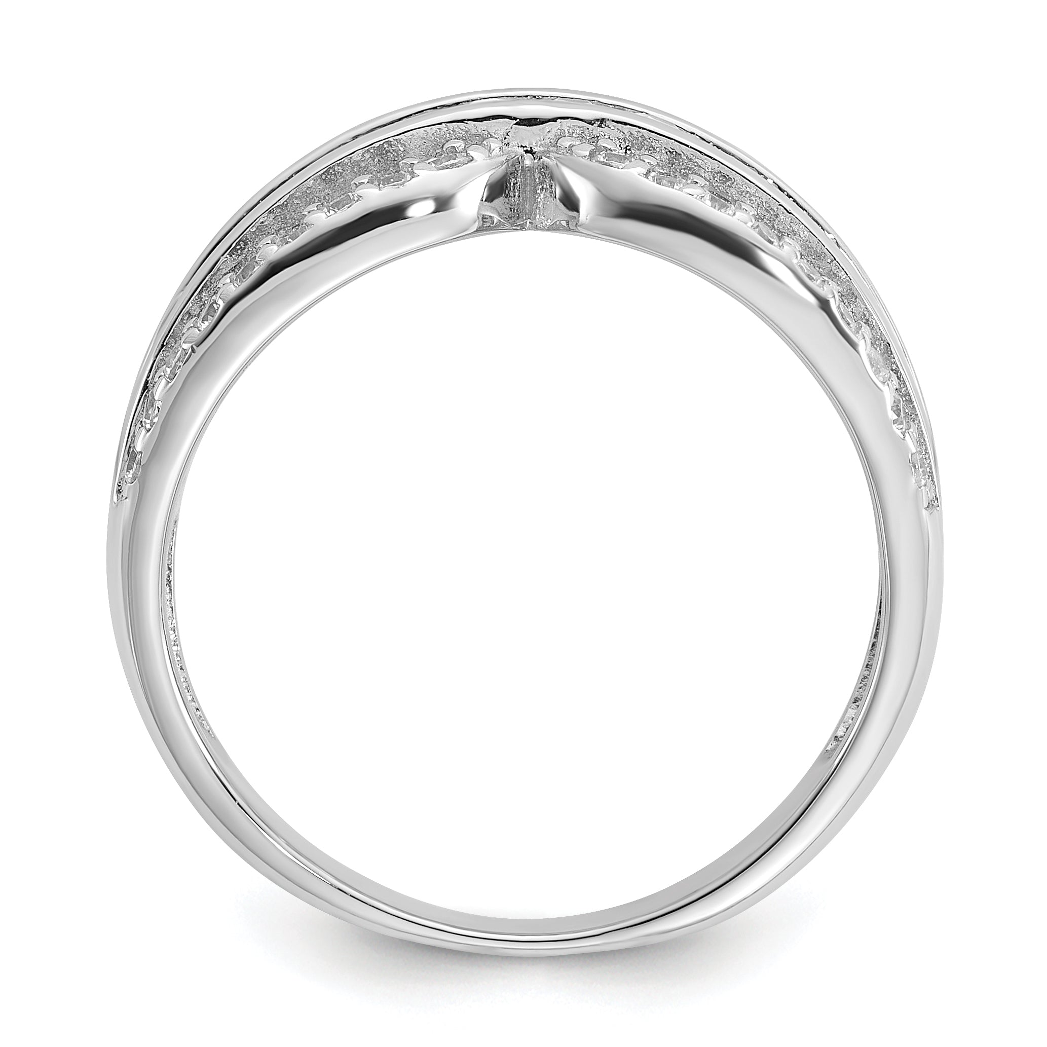 Cheryl M Sterling Silver Rhodium-plated Polished Fancy CZ Ring Secondary image