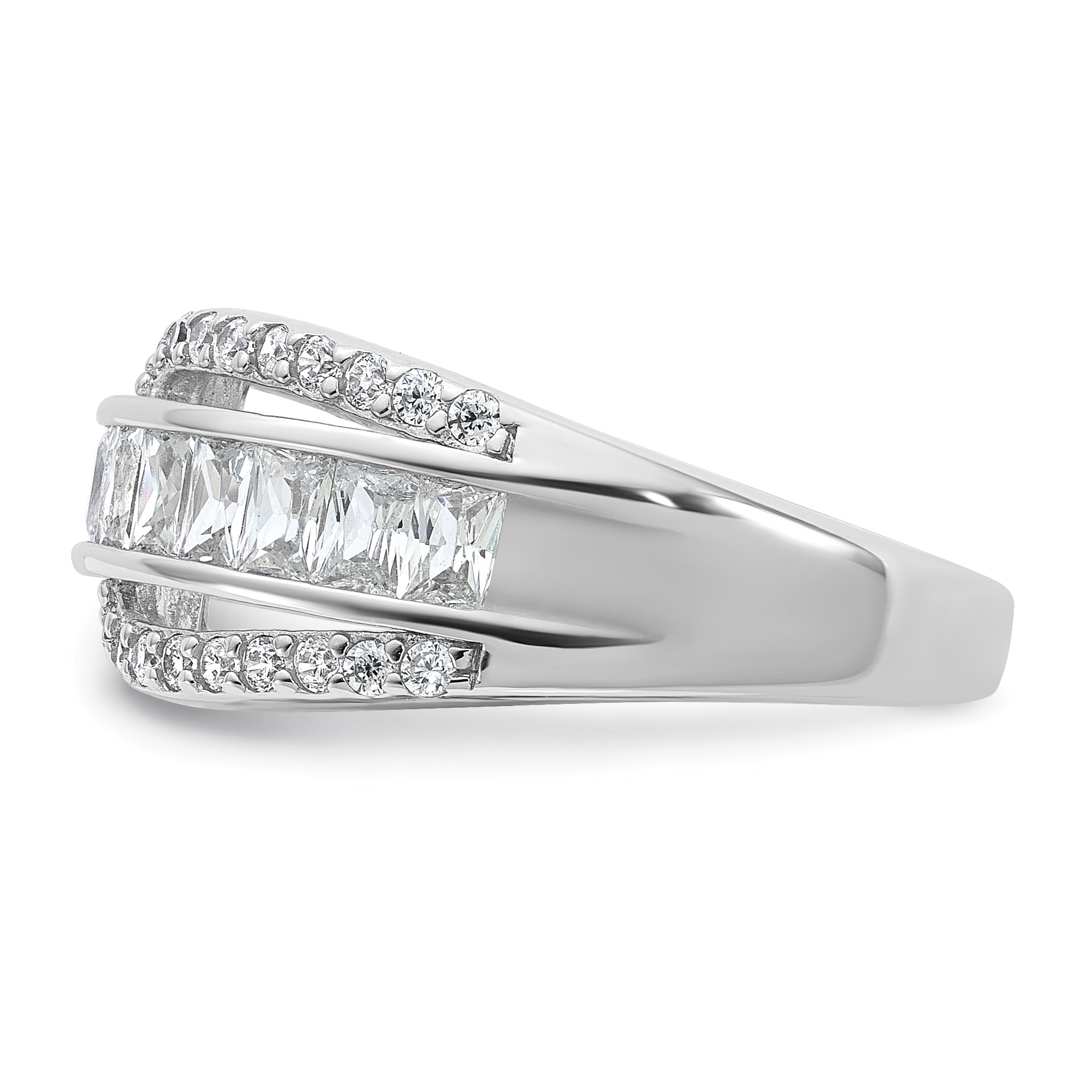 Cheryl M Sterling Silver Rhodium-plated Polished Fancy CZ Ring