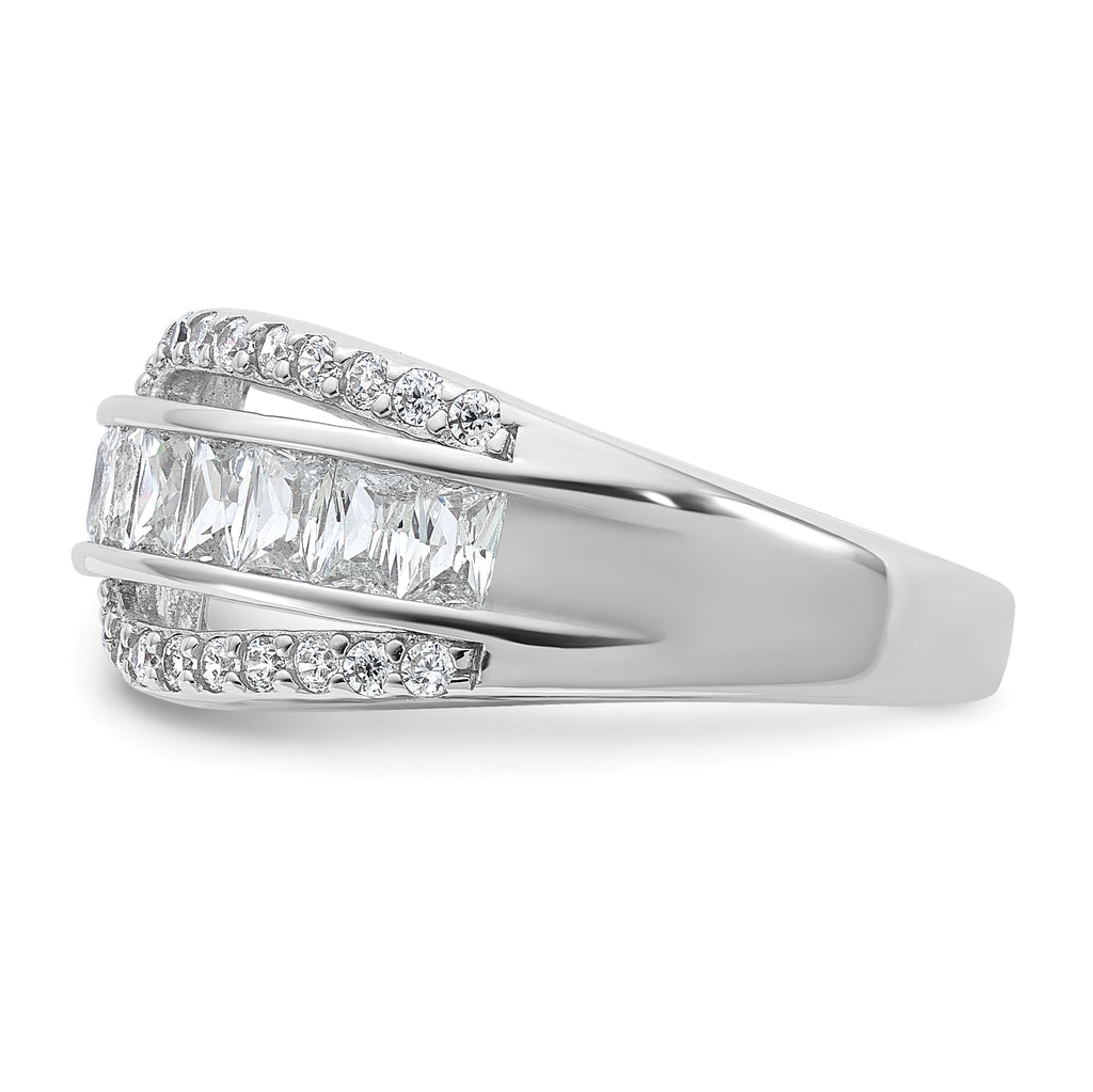 Cheryl M Sterling Silver Rhodium-plated Polished Fancy CZ Ring