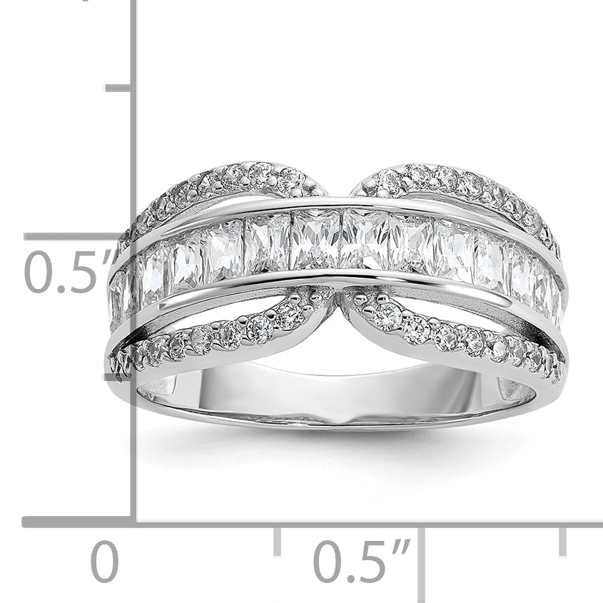 Cheryl M Sterling Silver Rhodium-plated Polished Fancy CZ Ring