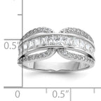 Cheryl M Sterling Silver Rhodium-plated Polished Fancy CZ Ring