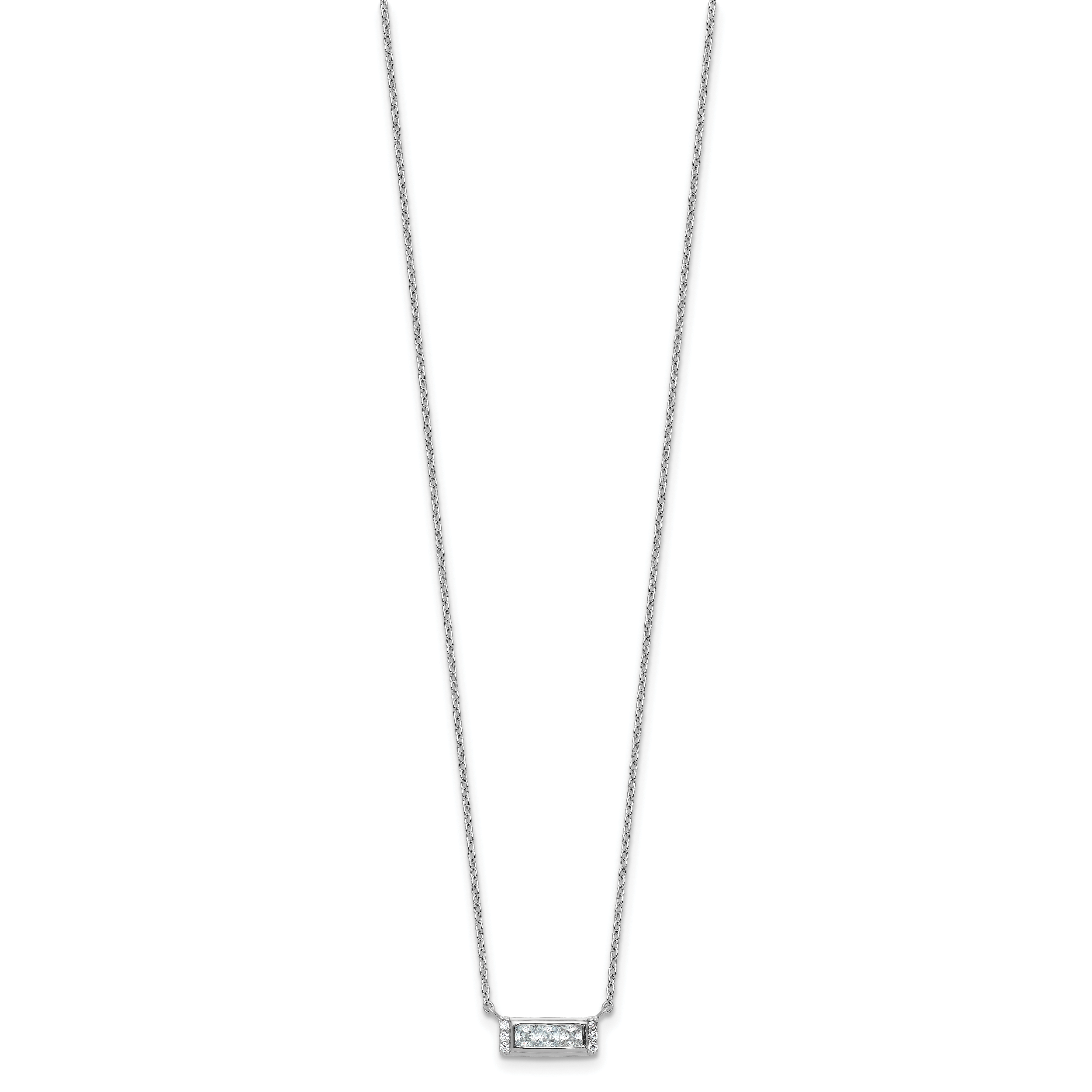 Cheryl M Sterling Silver Rhodium-plated Polished Fancy CZ Bar Necklace Secondary image