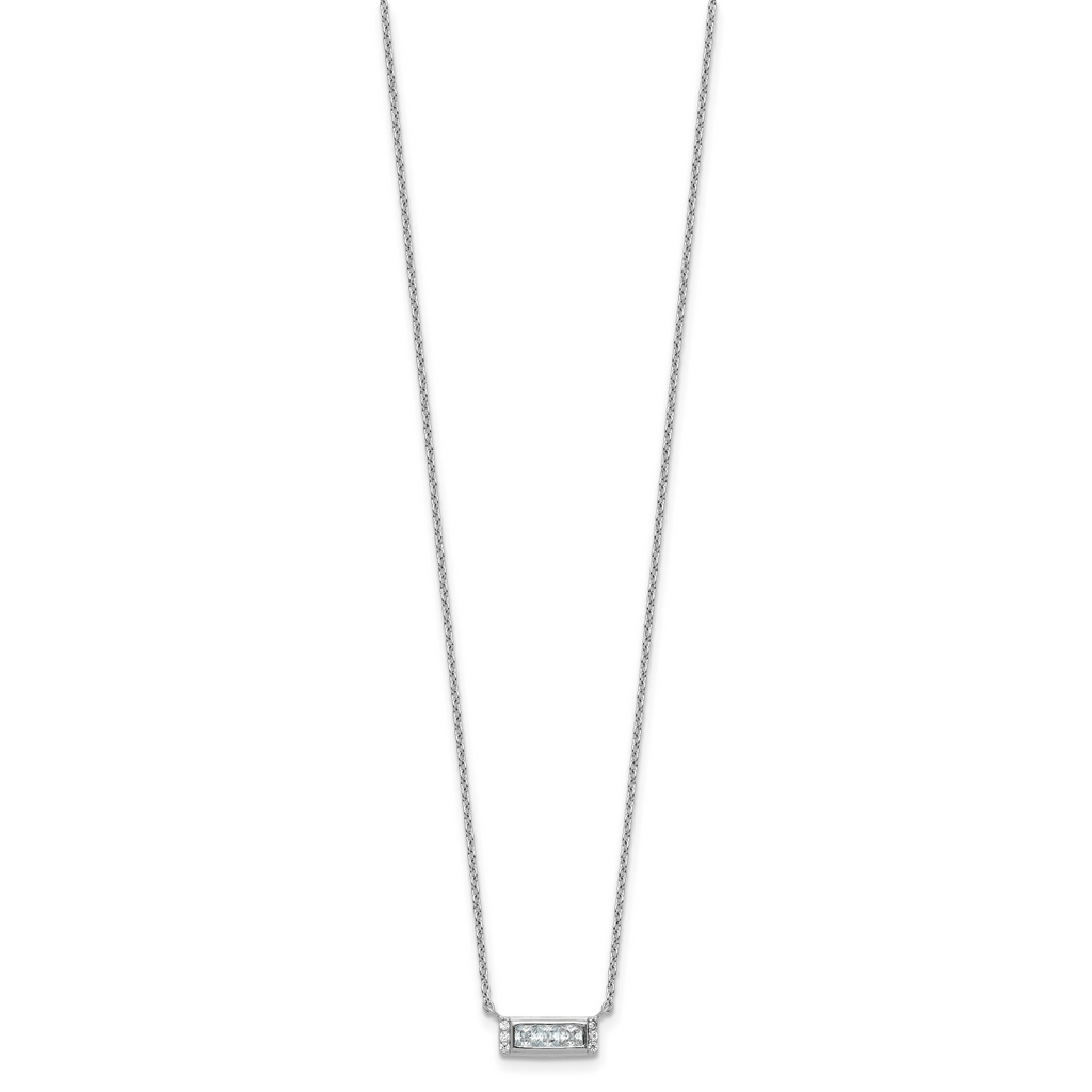 Cheryl M Sterling Silver Rhodium-plated Polished Fancy CZ Bar Necklace