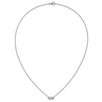 Cheryl M Sterling Silver Rhodium-plated Polished Fancy CZ Bar Necklace