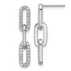 Cheryl M Sterling Silver Rhodium-plated Polished CZ Paperclip Link Post Dangle Earrings