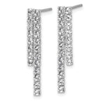 Cheryl M Sterling Silver Rhodium-plated Polished 2-Row CZ Post Dangle Earrings