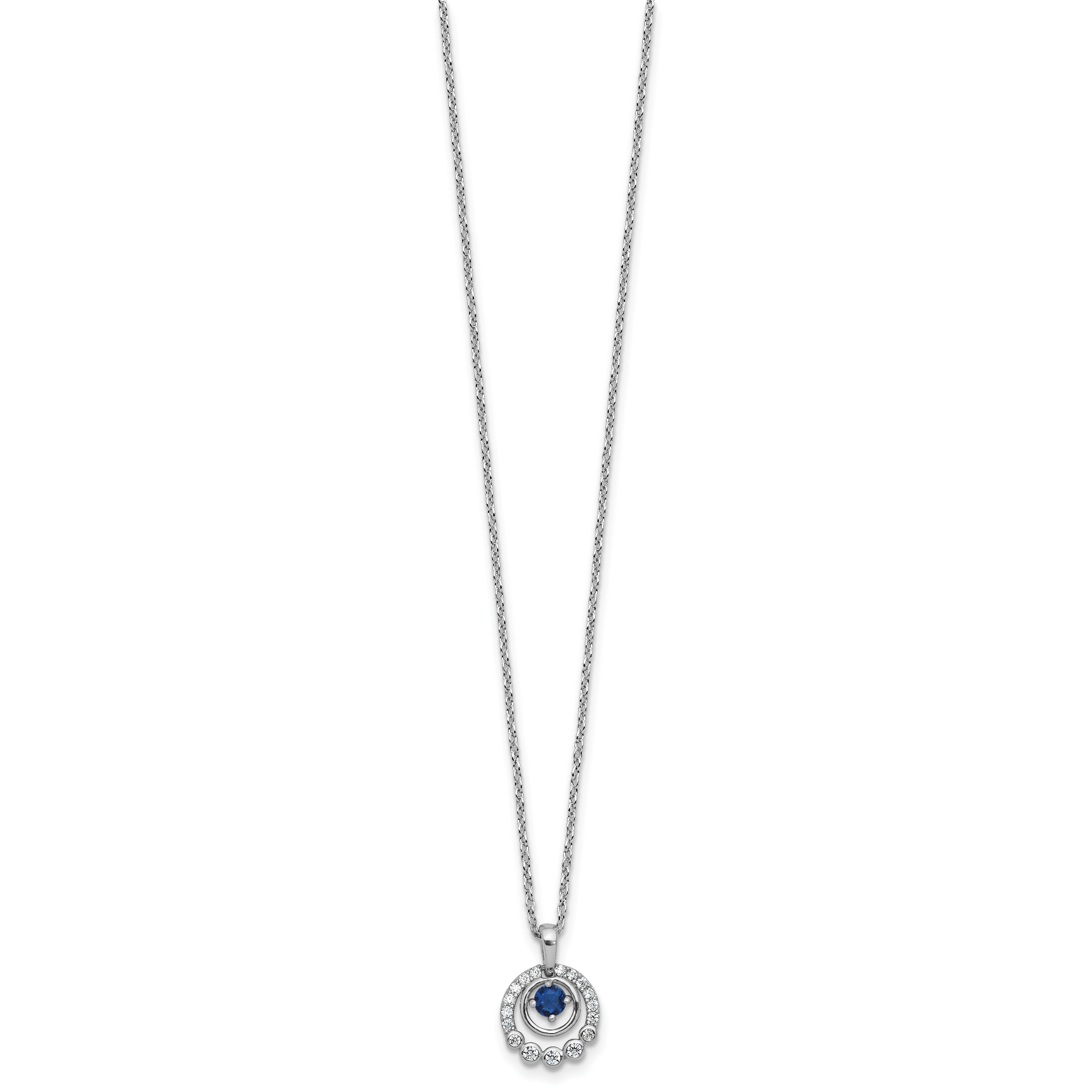 Cheryl M Sterling Silver Rhodium-plated Polished Blue Glass and CZ Circles with 2 Inch Extension Necklace Secondary image