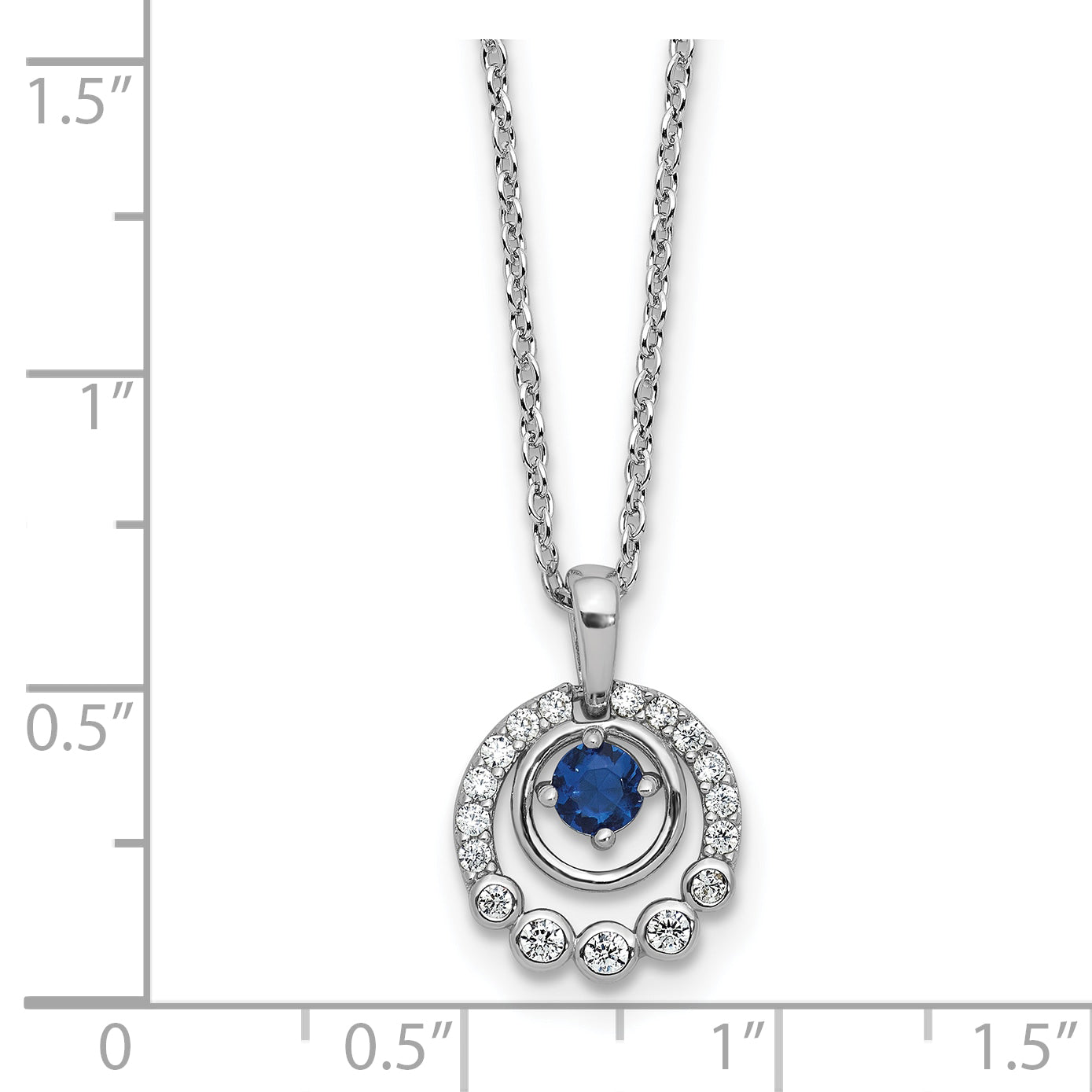 Cheryl M Sterling Silver Rhodium-plated Polished Blue Glass and CZ Circles with 2 Inch Extension Necklace