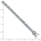 Cheryl M Sterling Silver Rhodium-plated Polished Aqua Glass and CZ Tennis Bracelet