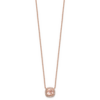 Cheryl M Sterling Silver Rose Gold-plated Polished CZ and Pink Glass Halo Necklace