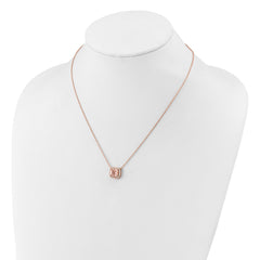 Cheryl M Sterling Silver Rose Gold-plated Polished CZ and Pink Glass Halo Necklace