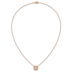 Cheryl M Sterling Silver Rose Gold-plated Polished CZ and Pink Glass Halo Necklace