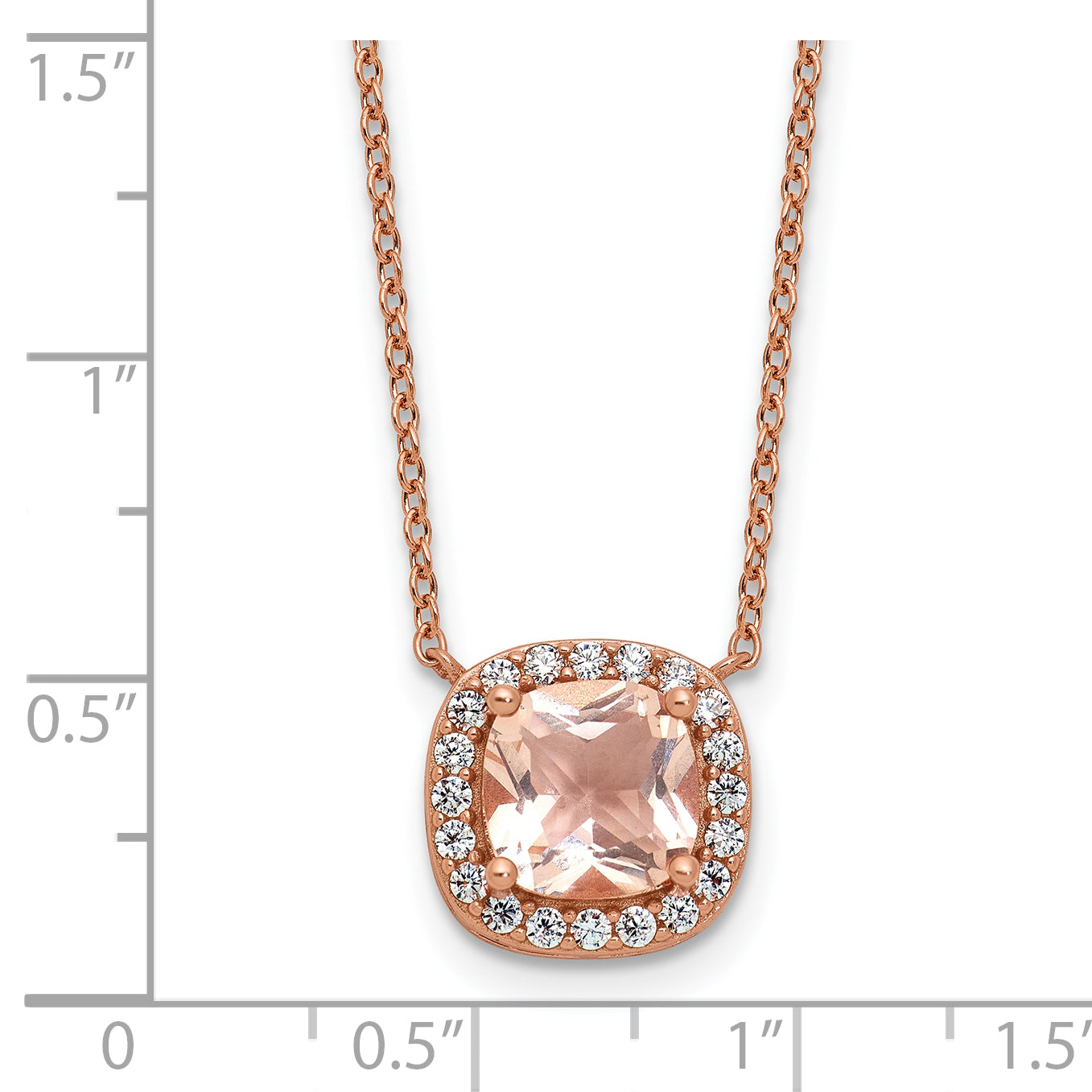 Cheryl M Sterling Silver Rose Gold-plated Polished CZ and Pink Glass Halo Necklace