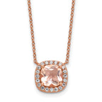 Cheryl M Sterling Silver Rose Gold-plated Polished CZ and Pink Glass Halo Necklace