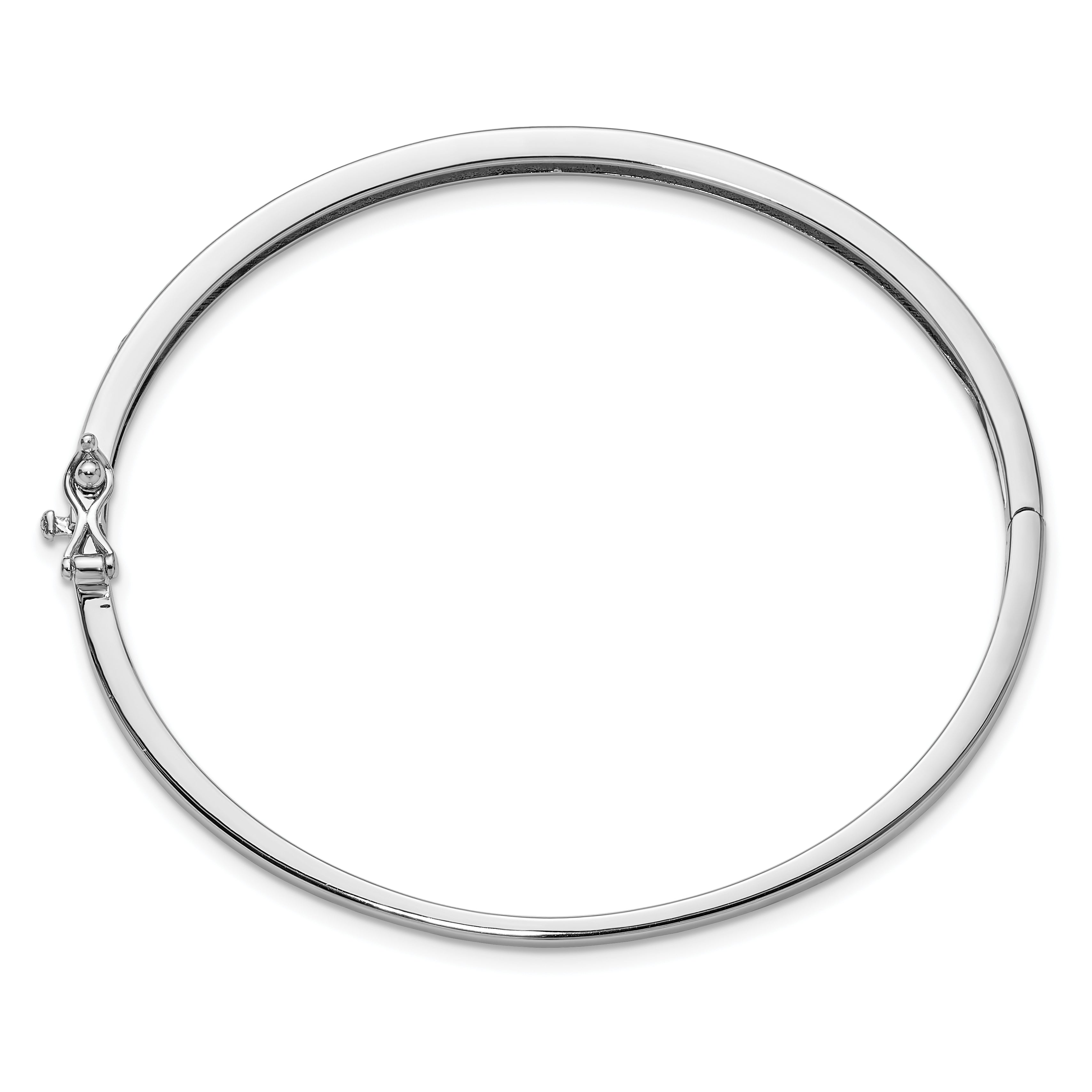 Cheryl M Sterling Silver Rhodium-plated Polished CZ Hinged Bangle Secondary image