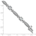 Cheryl M Sterling Silver Rhodium-plated Polished CZ Mom with Safety Clasp Bracelet