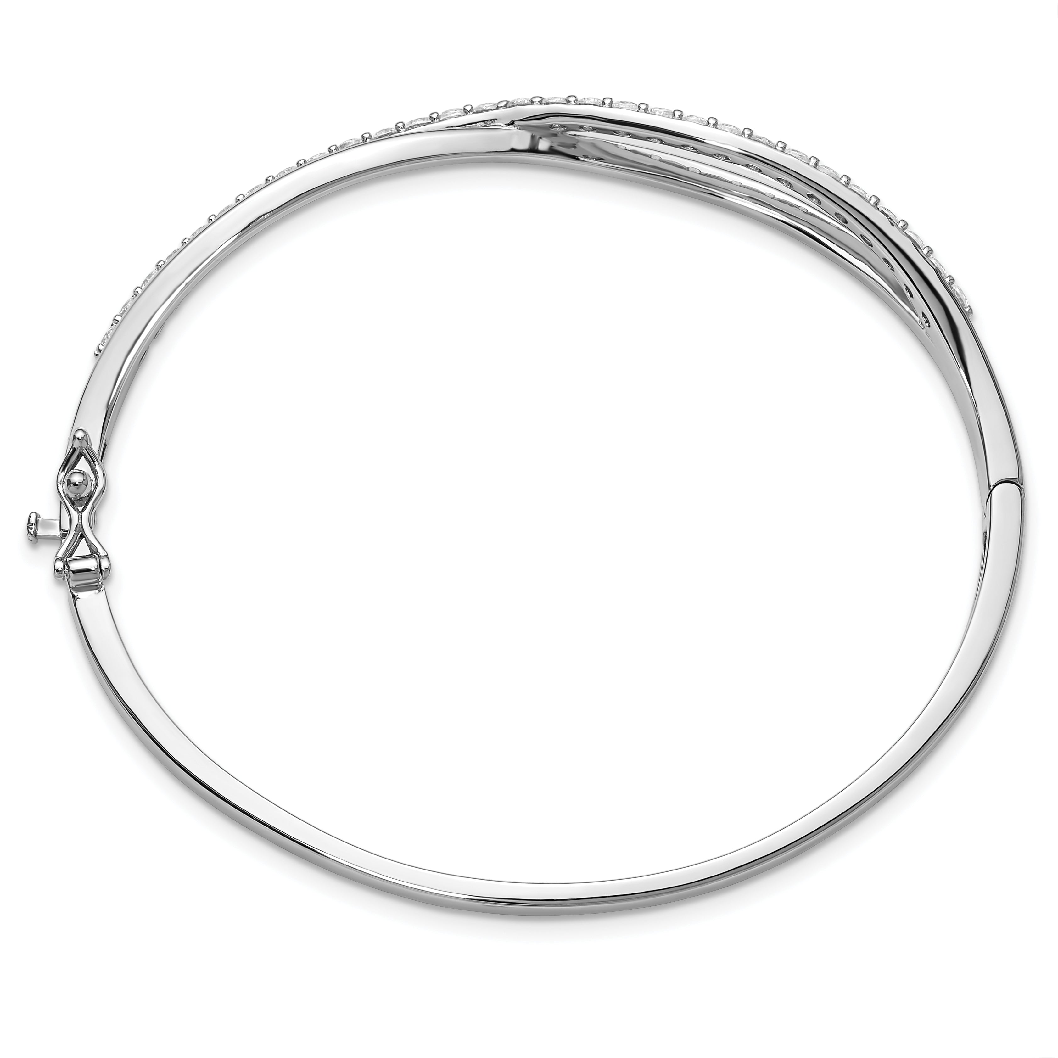 Cheryl M Sterling Silver Rhodium-plated Polished CZ Infinity Hinged Bangle Secondary image