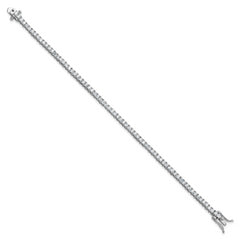 Cheryl M Sterling Silver Rhodium-plated Polished CZ with Safety Clasp Tennis Bracelet