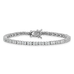 Cheryl M Sterling Silver Rhodium-plated Polished CZ with Safety Clasp Tennis Bracelet